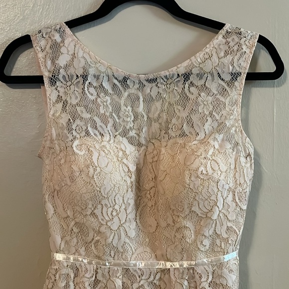 Jenny Yoo Collection Sleeveless Light Pink Lace Mini Bridesmaid Dress 0 - Picture 2 of 16